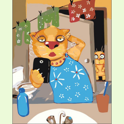 Кошка делает селфи